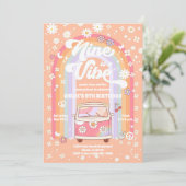 Retro Hippie 9e Verjaardagsuitnodiging Kaart (Staand voorkant)