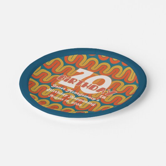 Retro Hippie Abstract 70ste verjaardag 1960 Papieren Bordje (Gekanteld)