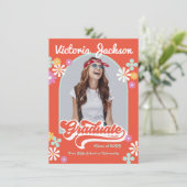 Retro Hippie Afstudeer Foto Aankondiging (Staand voorkant)