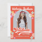 Retro Hippie Afstudeerfoto Aankondiging (Voorkant)