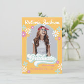Retro Hippie Afstudeerfoto Aankondiging (Staand voorkant)