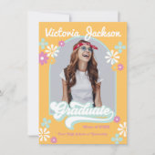 Retro Hippie Afstuderen Fotoaankondiging Kaart (Voorkant)