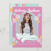 Retro Hippie Afstuderen Fotoaankondiging Kaart (Voorkant / Achterkant)