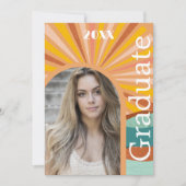 Retro Hippie Arch Foto 70s Perzik Afstuderen Kaart (Voorkant)