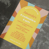 Retro Hippie Arch Foto 70s Perzik Afstuderen Kaart