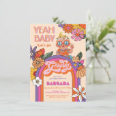 Retro Hippie Baby 70's 60's Groovy Baby shower Kaart (Staand voorkant)