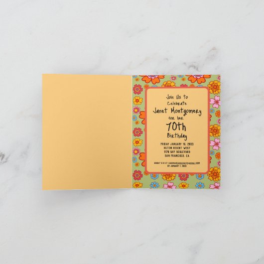 Retro Hippie Baby Boomer Foto Uitnodiging Verjaard (Binnen)