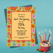 Retro Hippie Baby Boomer Foto Uitnodiging Verjaard