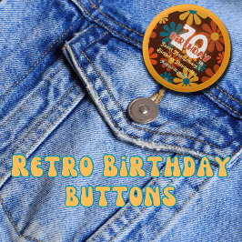 Retro Hippie Bloem 70e Verjaardag Ronde Button 3,2 Cm