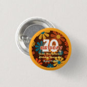 Retro Hippie Bloem 70e Verjaardag Ronde Button 3,2 Cm (Voorkant /achterkant)