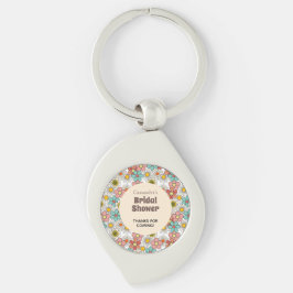 Retro Hippie Bloem Bruiloft Feest Bedankt Sleutelhanger