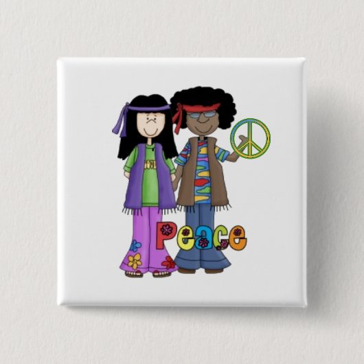 Retro Hippie Bloem Kinderen Pin Vierkante Button 5,1 Cm (Voorkant)