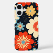 Retro Hippie Bloemen Blauw Geel Beige Rood Case-Mate iPhone Case (Achterkant)