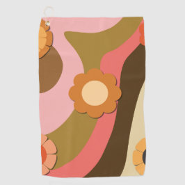 Retro hippie bloemen golfhanddoek
