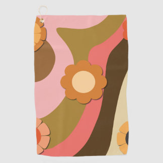 Retro hippie bloemen golfhanddoek