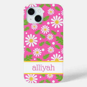 Retro Hippie Bloemen Madeliefje Patroon iPhone 15 Case