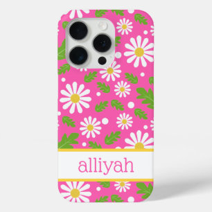 Retro Hippie Bloemen Madeliefje Patroon iPhone 15 Pro Case