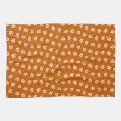 Retro Hippie Bloemen op Camel Brown Theedoek (Horizontaal)