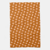 Retro Hippie Bloemen op Camel Brown Theedoek (Verticaal)