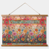 Retro Hippie: Bloemen Patchwork muur opknoping Hangend Wandkleed (Voorkant)