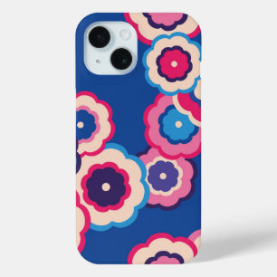Retro hippie bloemenpatroon iPhone 15 case
