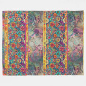 Retro Hippie: Bloemfantasie Fleece Deken (Voorkant (Horizontaal))