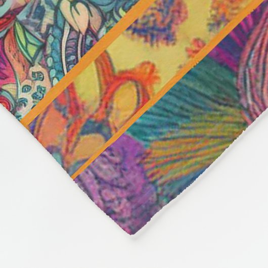 Retro Hippie: Bloemfantasie Fleece Deken (Hoek)