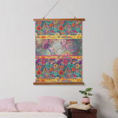 Retro Hippie: Bloemfantasie Hangend Wandkleed (Slaapkamer)