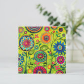 Retro Hippie Bloempatroon Feestdagenkaart (Staand voorkant)