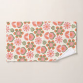 Retro Hippie Boho 70s Bloem roze groen Bad Handdoek (Handdoek)