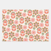 Retro Hippie Boho 70s Bloem roze groen Inpakpapier Vel (Voorkant)