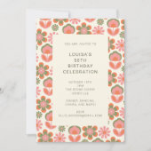 Retro Hippie Boho 70s Bloemroze verjaardag Kaart (Voorkant)