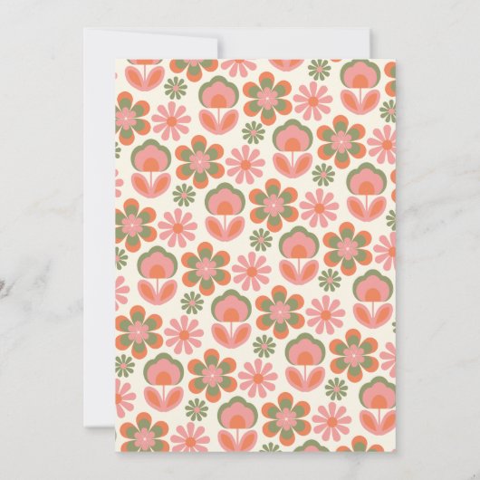 Retro Hippie Boho 70s Bloemroze verjaardag Kaart (Achterkant)