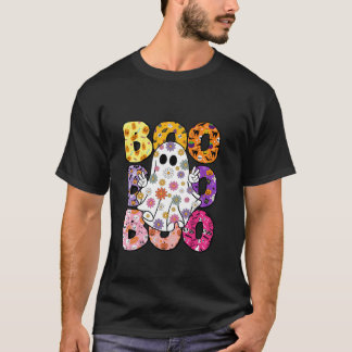 Retro Hippie Boo Ghost Floral Halloween Spooky Zee T-shirt