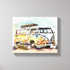 Retro Hippie Bus Canvas Afdruk