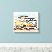 Retro Hippie Bus Canvas Afdruk (Insitu (Houten vloer))