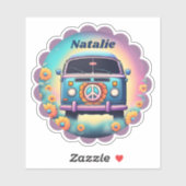 Retro Hippie Bus Monogram Waterdicht Sticker (Vel)