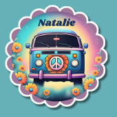 Retro Hippie Bus Monogram Waterdicht Sticker