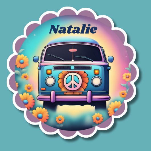 Retro Hippie Bus Monogram Waterdicht Sticker