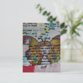 Retro Hippie Butterfly Woman Mixed Media Collage Briefkaart (Staand voorkant)