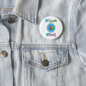 Retro Hippie Chick Peace Flower Ronde Button 5,7 Cm (In situ)