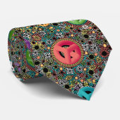 Retro Hippie Colorful 60s Pattern Stropdas (Opgerold)