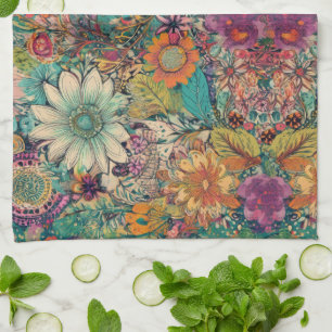Retro Hippie Daisy keukenhanddoek