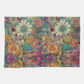 Retro Hippie Daisy keukenhanddoek (Horizontaal)