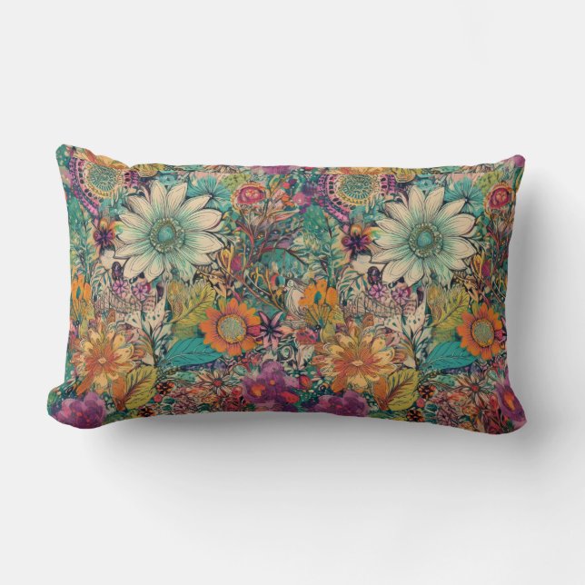 Retro Hippie: Daisy Lumbar Pillow Kussen (Voorkant)