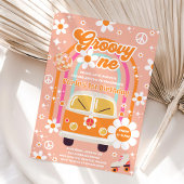 Retro Hippie Daisy Rainbow Groovy One 1st Birthday Kaart