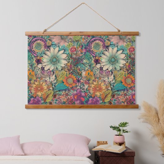 Retro Hippie: Daisy Wall opknoping Hangend Wandkleed (Slaapkamer)