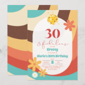 Retro Hippie Dertig en Fabulous Invitation Kaart (Voorkant / Achterkant)