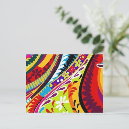 Retro Hippie Design Briefkaart (Staand voorkant)