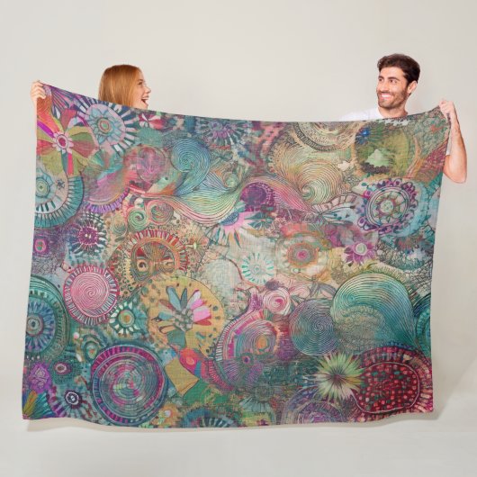 Retro Hippie: een fantasiedeken Fleece Deken (In situ)